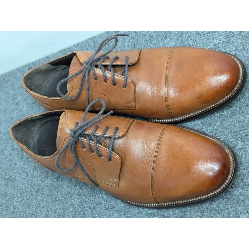 Cole Haan Benton II Brown Leather Cap‎ Toe Dress Shoes C24120 Men's 8 M